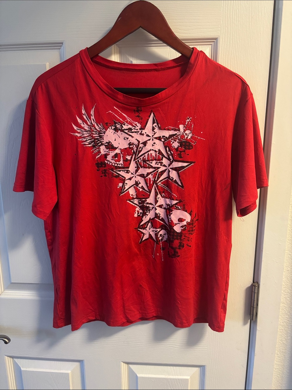 Red Graphic Star & Skull Tee